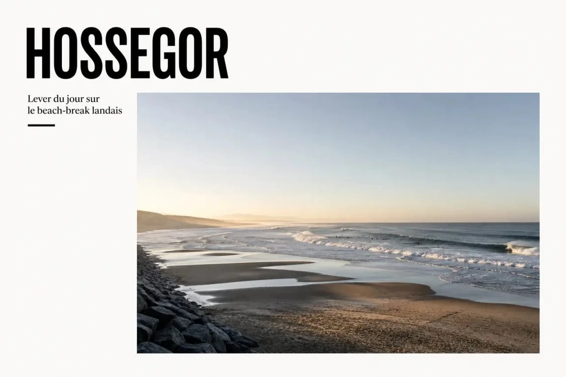Hossegor surf : plage d’Hossegor avec vagues puissantes et surfeurs au line-up