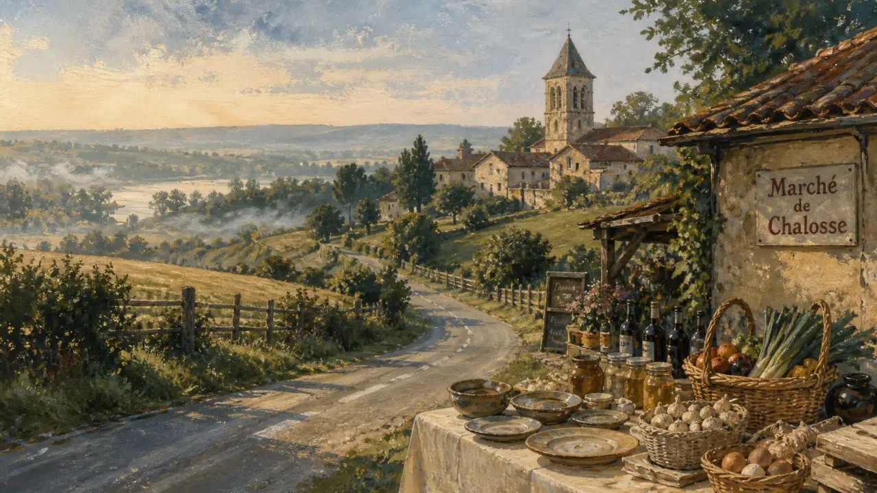 Landes Chalosse tourisme : coteaux et marché rural près de l’abbaye de Saint-Sever