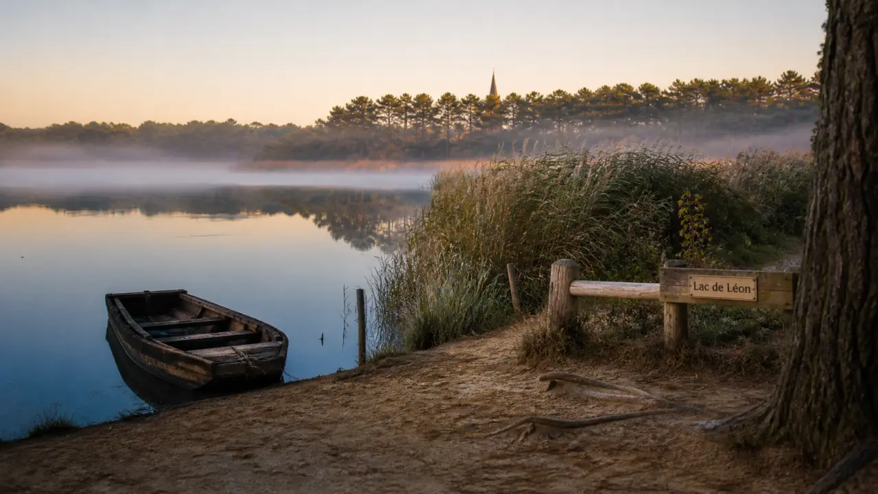 Lac de Léon, lever du jour, randonnée leON landes tourisme