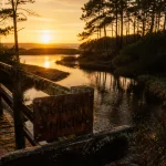 Lieu a visiter dans les Landes : Courant d’Huchet, passerelle et eau sombre