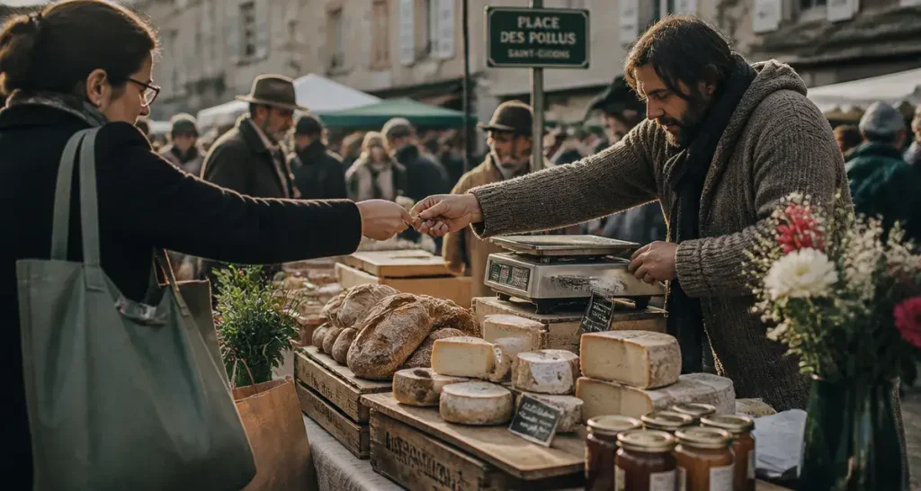 Marché de saint girons samedi matin : étals de produits locaux