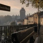 Mont de Marsan : quai au bord de la Midouze au petit matin