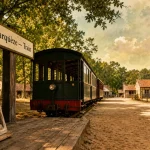 Village de marqueze landes : ancien train près du quai à Marquèze (Landes).