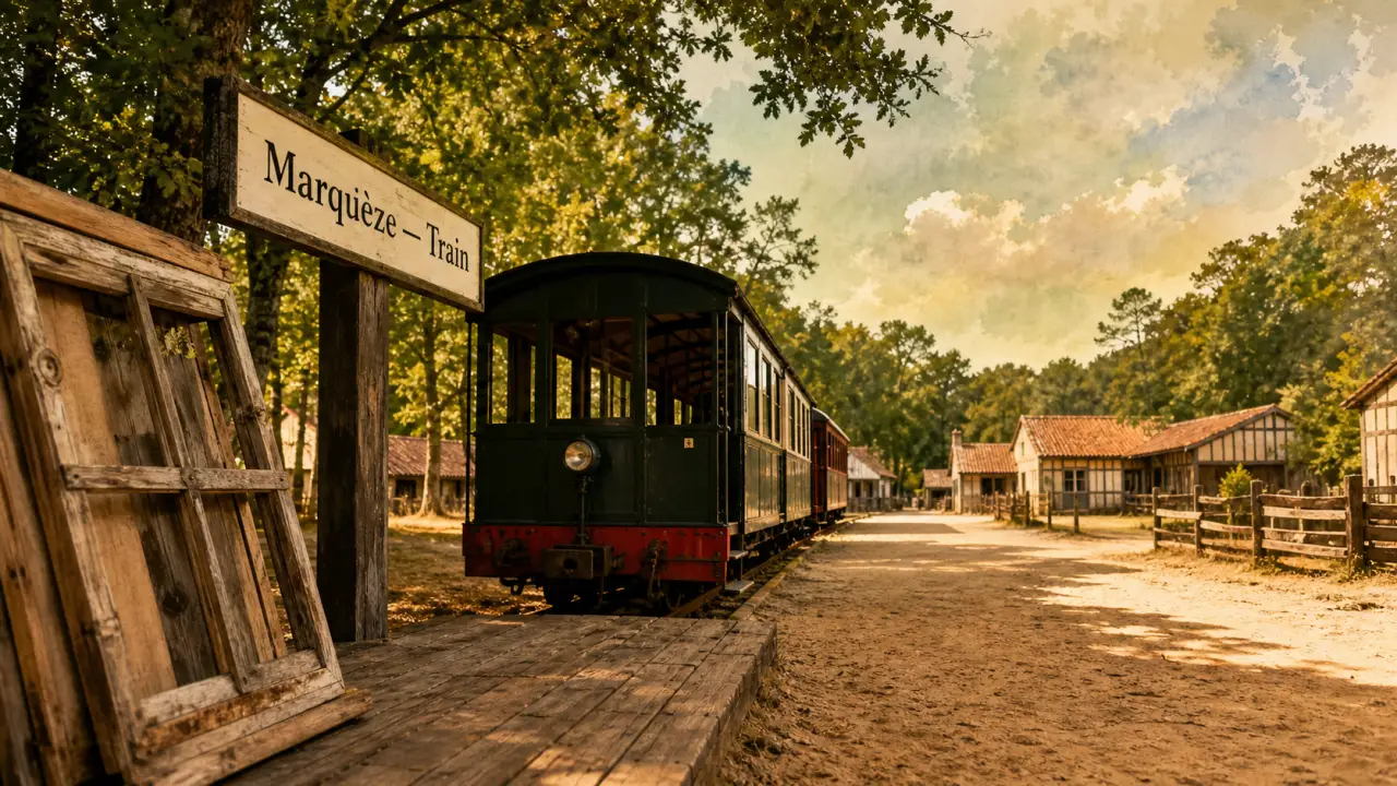 Village de marqueze landes : ancien train près du quai à Marquèze (Landes).
