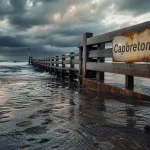 Visiter les landes en hiver, estran près de Capbreton au ciel chargé