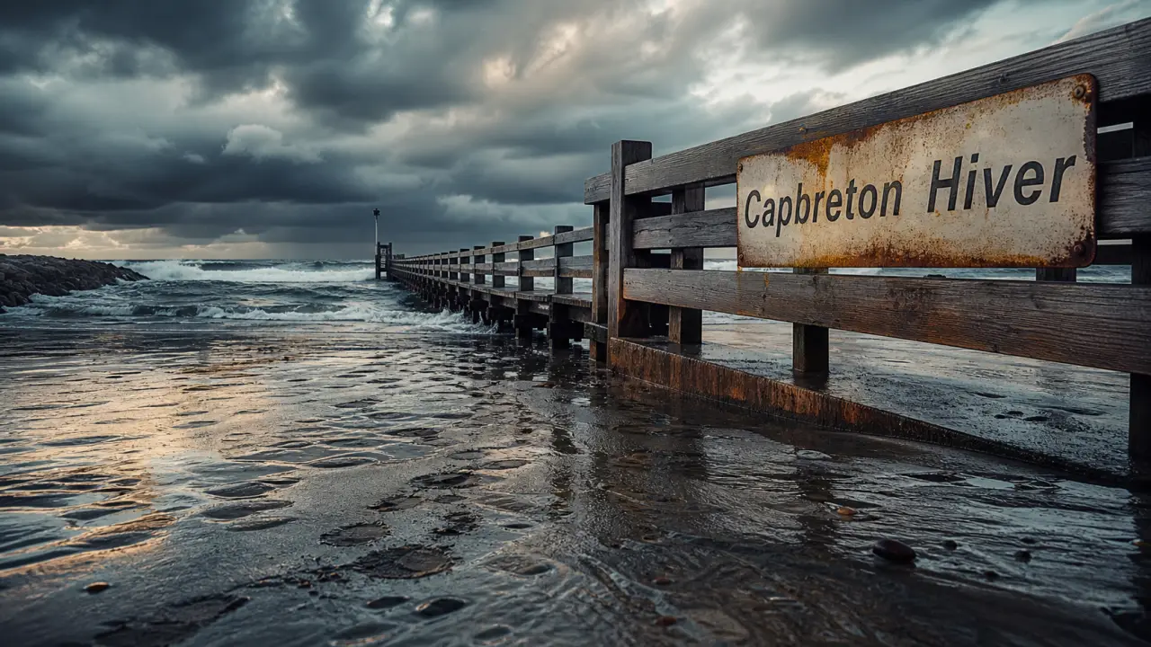 Visiter les landes en hiver, estran près de Capbreton au ciel chargé