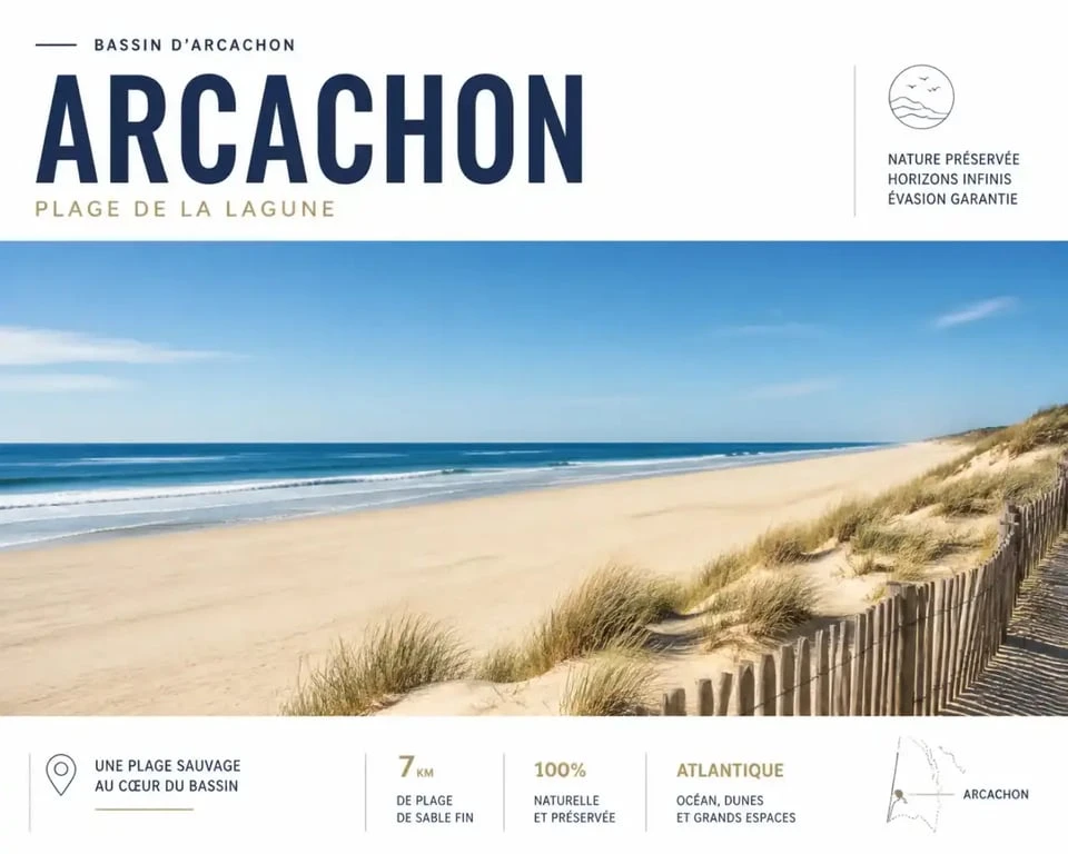 Vue panoramique de la plage naturiste de la lagune sur le bassin d'Arcachon