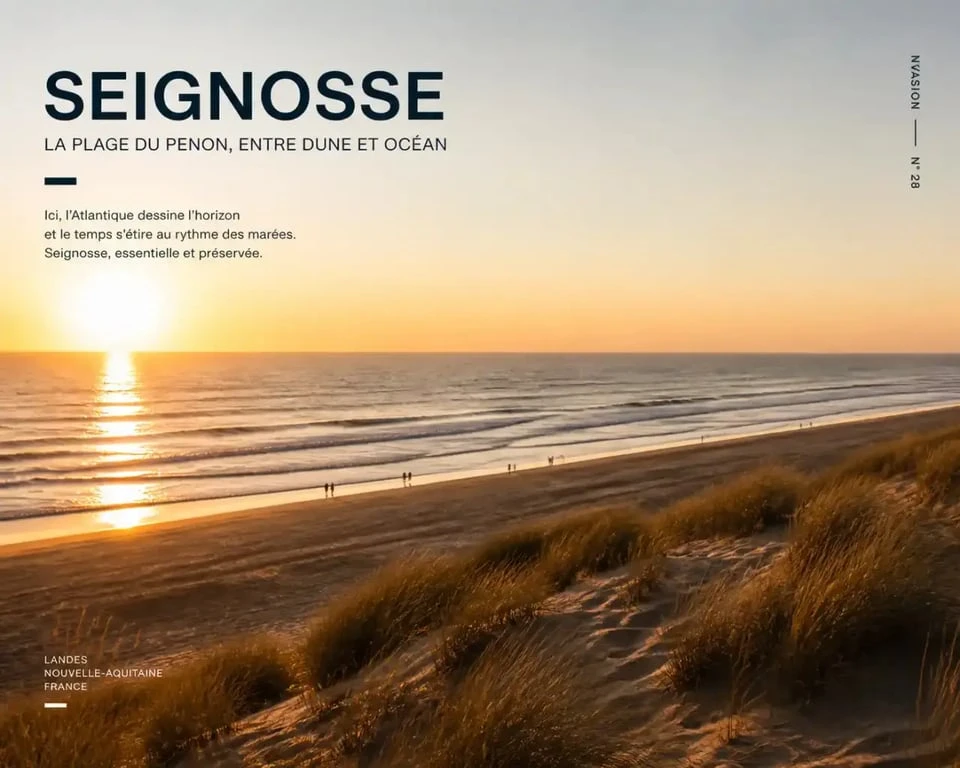 Que faire à Seignosse : plage du Penon au coucher du soleil sur l’Atlantique