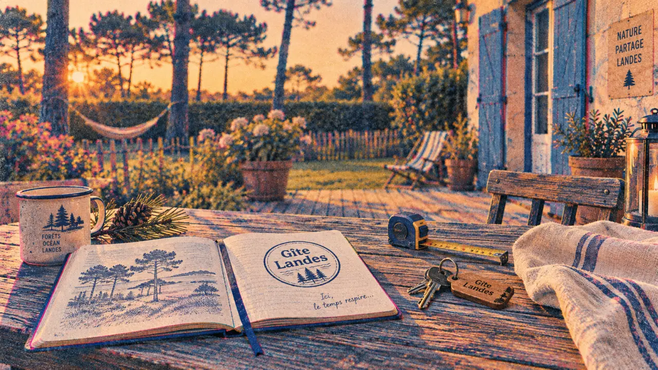 gites vacances landes : terrasse en bois, jardin clos et clés
