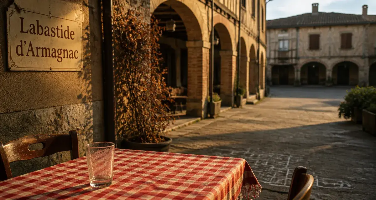 Landes d'Armagnac tourisme : Labastide-d’Armagnac, place et arcades