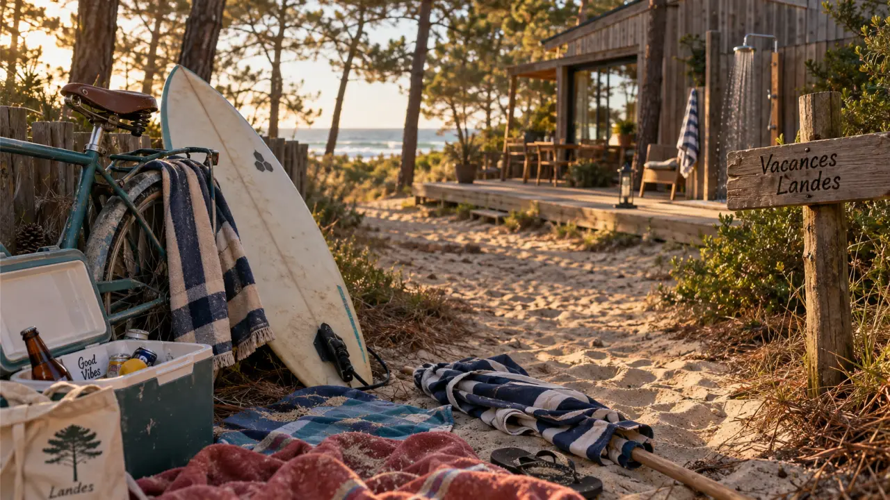 Landes maison de vacances près de l’océan, pinède et terrasse