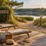 Location vacances Aureilhan Landes : terrasse proche du lac