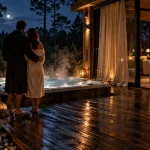 Love room landes : jacuzzi privatif bouillonnant en forêt