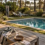 Maison de vacances dans les Landes avec piscine : terrasse et piscine privée