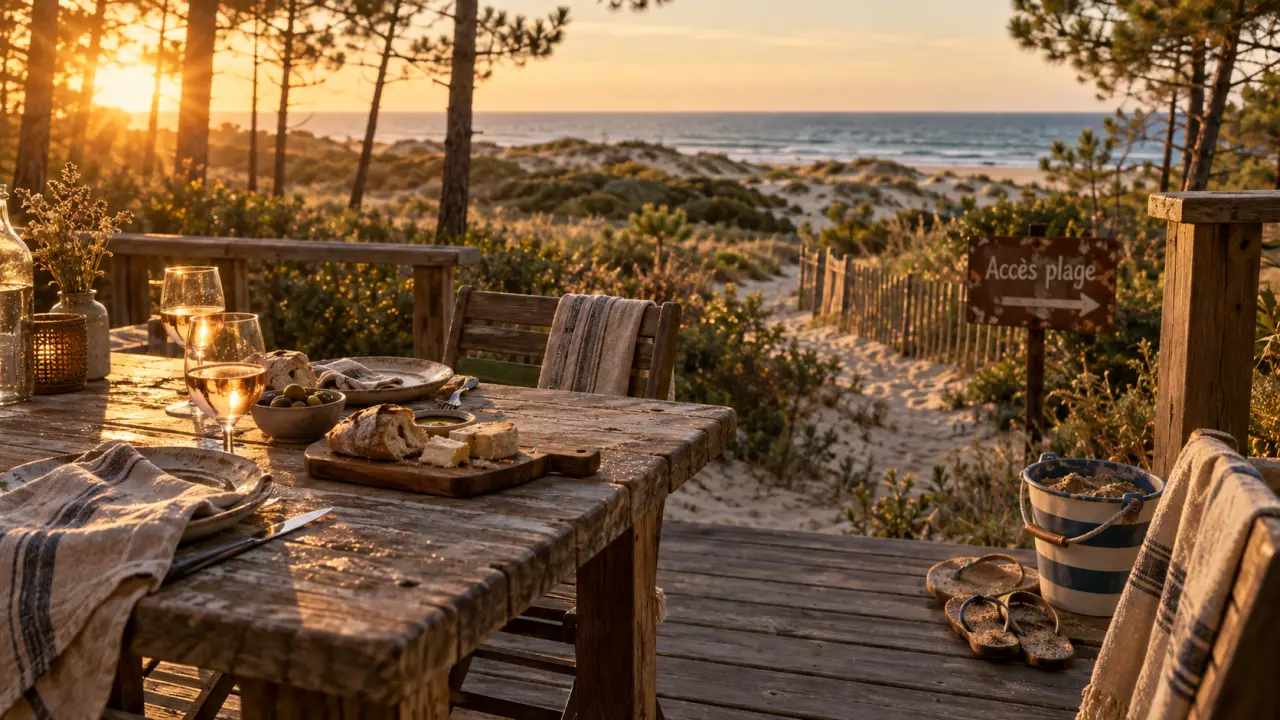 Maison vacances landes bord de mer : plage et pinède, vue océan