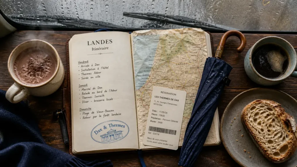 Que faire en cas de pluie dans les Landes : carnet, thermes et pauses gourmandes