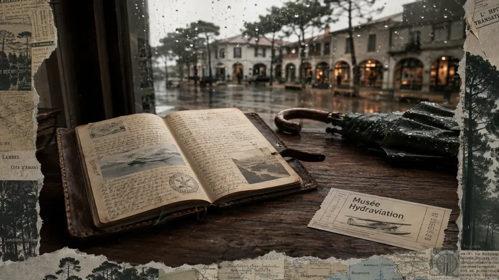Que faire landes pluie : carnet de voyage, parapluie et musée Hydraviation sous la pluie dans les Landes