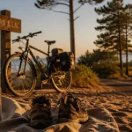 Vacances dans les landes en août : serviette sur la plage, océan et lac sans foule