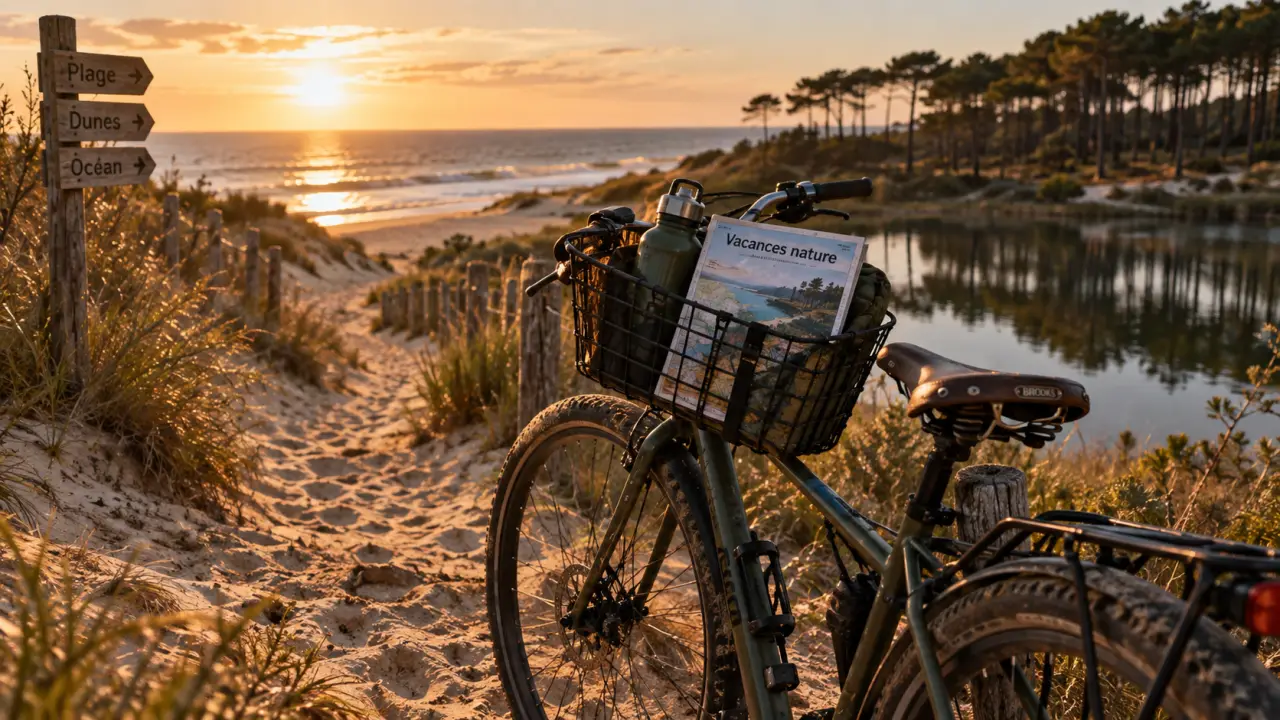 Vacances nature Landes : vélo sur dunes vers l’océan