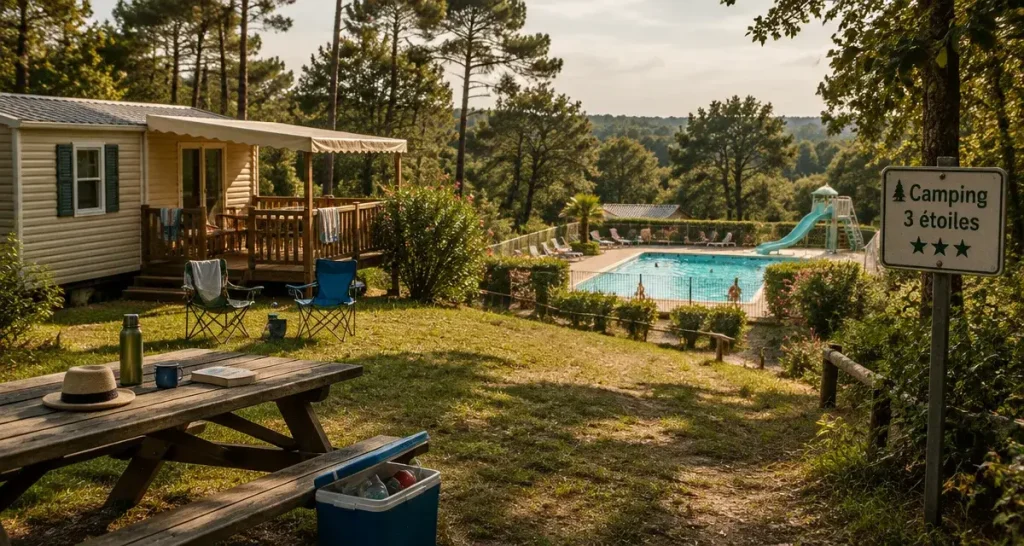 camping des landes d armagnac : mobil-home, piscine et séjour familial à Saint-Justin