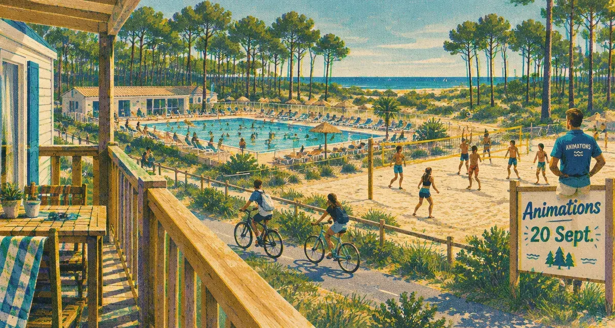 Camping landes avec animations : ados jouent, piscine et animations