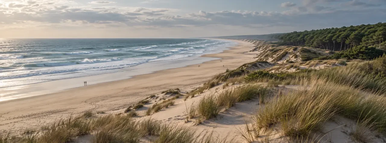 Plages Landes : plage océanique bordée de dunes et de pins