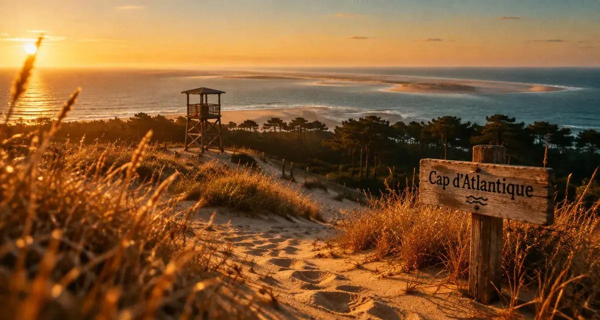 Que visiter entre Bordeaux et Biarritz : vue dune du Pilat, Cap d’Atlantique au coucher du soleil
