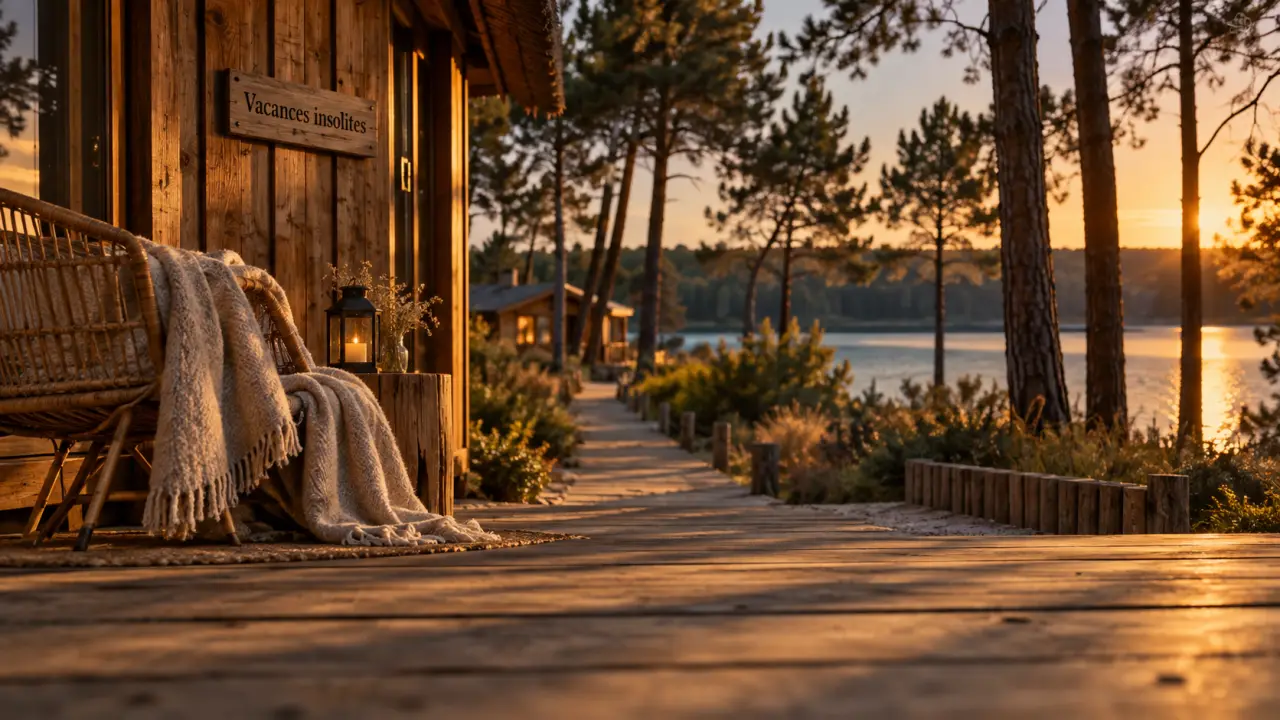 Vacances insolites dans les Landes : cabane dans la forêt près d’un lac
