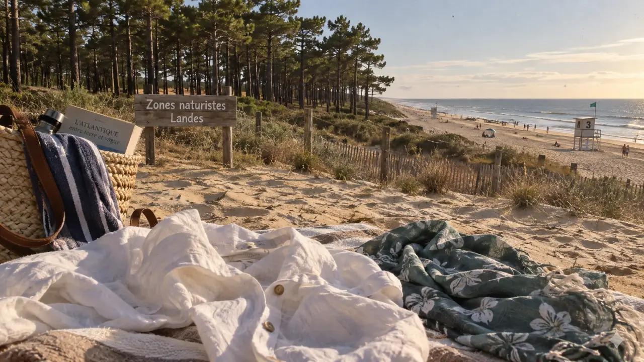 Vacances naturistes landes : océan et pinède, zone naturiste sur la plage